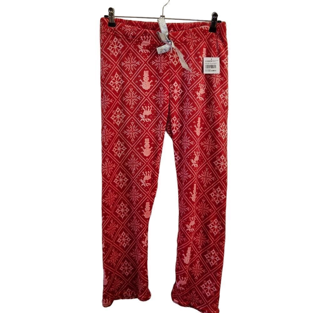 NYC Underground Printed Holiday Winter Plush Straight Leg Lounge PJ Pant Medium